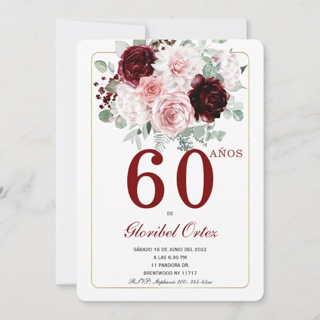 60 Años Cumpleaños Adulto Mujer Invitation (Front)