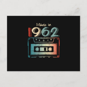60 Birthday Gifts Year Old Made in 1962 Cassette Announcement Postcard