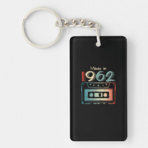 60 Birthday Gifts Year Old Made in 1962 Cassette Keychain