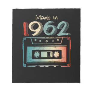 60 Birthday Gifts Year Old Made in 1962 Cassette Notepad