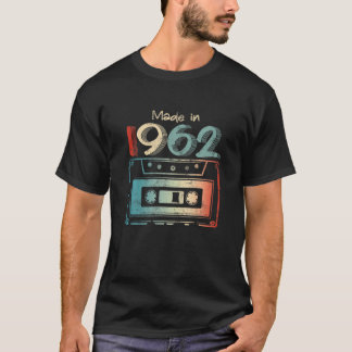 60 Birthday Gifts Year Old Made In 1962 Cassette T T-Shirt