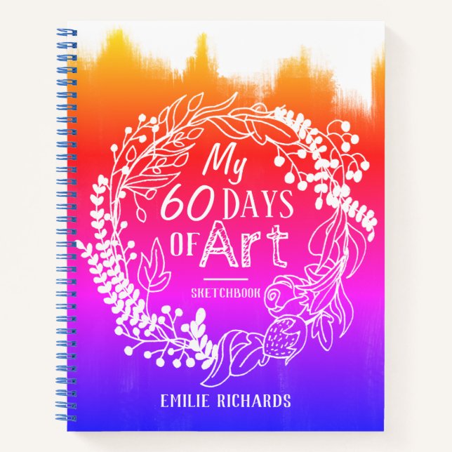 60 Days of Art Challenge Rainbow Sketchbook Notebook (Front)