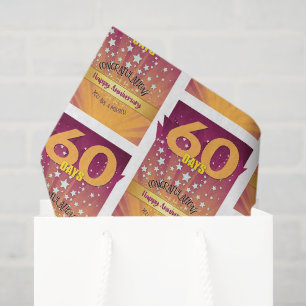 60 Days Sober Anniversary Bold Numeral Tissue Paper