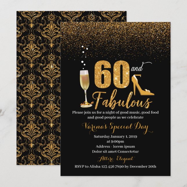 60 et fabuleuse invitation d'anniversaire pour les (Devant / Derrière)