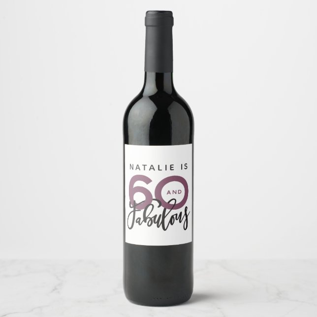 60 et fabuleux étiquette de fête d'anniversaire (Devant)