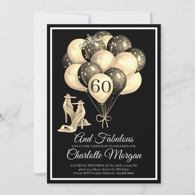 60 Et Fabuleux Noir Blanc Haut Talons Invitation (Devant)