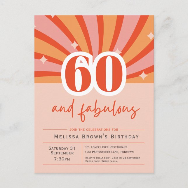 60 et fabuleux Retro 50e anniversaire Invitation (Devant)