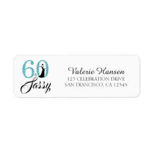 60 et Sassy 60th Birthday Return Adresse Label
