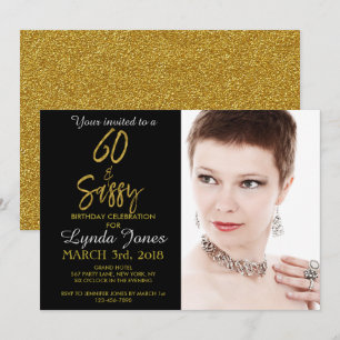 60 et Sassy Gold Foil Anniversaire Invitation
