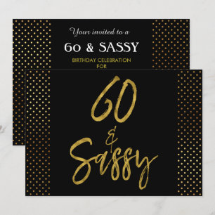 60 et Sassy Gold Foil Anniversaire Invitation