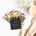 60 fabulous birthday black gold glitter drips name playing cards<br><div class="desc">A trendy and glamourous gift, favour or party games for a 60th birthday. A classic black background decorated with faux gold glitter drips, paint dripping look in purple. With the text: 60 and fabulous. Personalize and add a name. Golden coloured text. The word Fabulous is written with a modern hand...</div>
