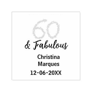 60 & fabulous birthday blue silver add name date self-inking stamp