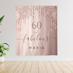 60 fabulous birthday glitter rose gold tapestry