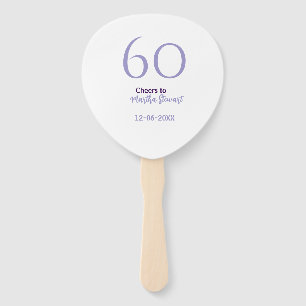 60 & fabulous birthday purple bold name date styli hand fan