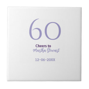 60 & fabulous birthday purple bold name date styli tile