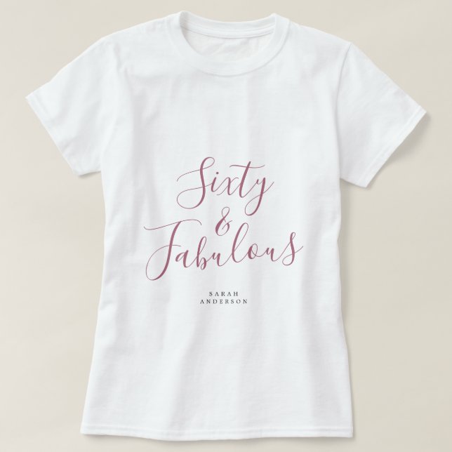 60 Fabulous Purple Custom Name 60th Birthday Gift T-Shirt (Design Front)