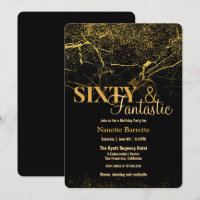 60 & Fantastic Gold/Black Marble Elegant Birthday 
