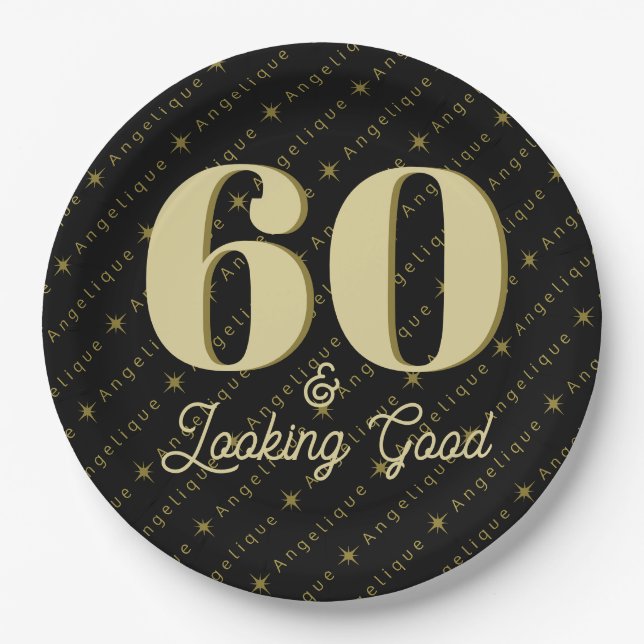 60 & Looking Good Birthday Paper Plate (Front)