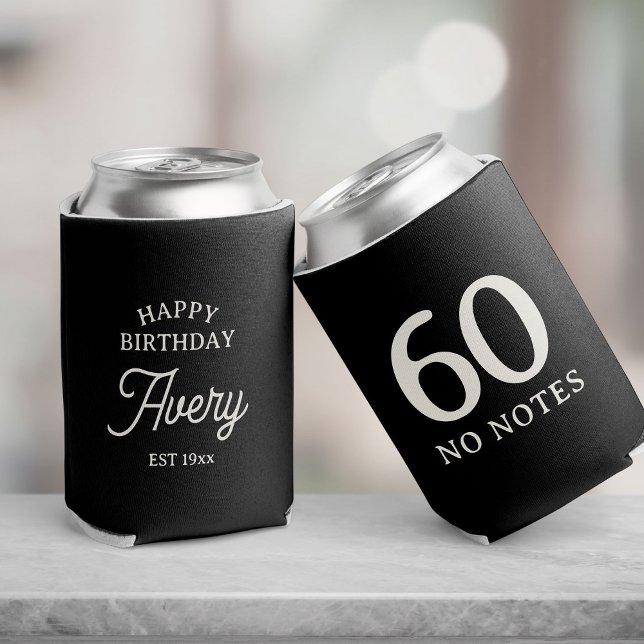 60 No Notes Birthday Personalized Minimal Party Can Cooler (Creator Uploaded)