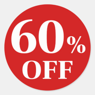 60% OFF Red Background Classic Round Sticker