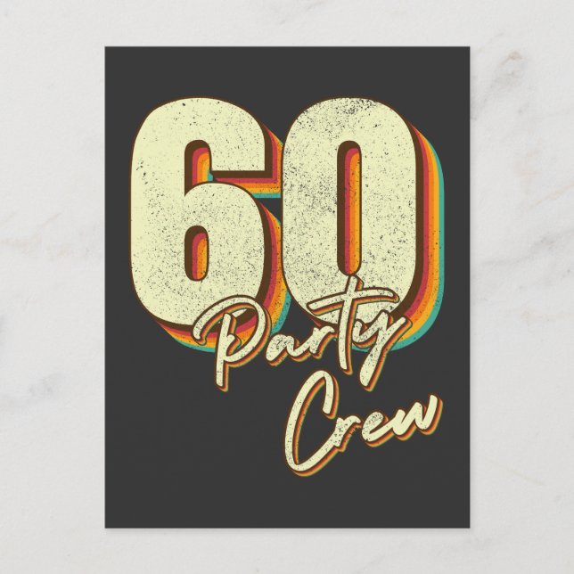 60 Party Crew 60th Birthday Button Postcard (Front)