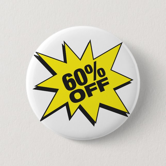 60 Percent Off Button (Front)