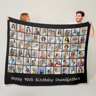 60 Photo Collage Add Any Name & Age Birthday Fleece Blanket
