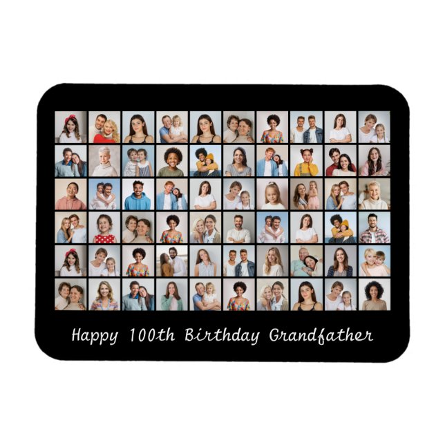 60 Photo Collage Add Any Name & Age Birthday Magnet (Horizontal)
