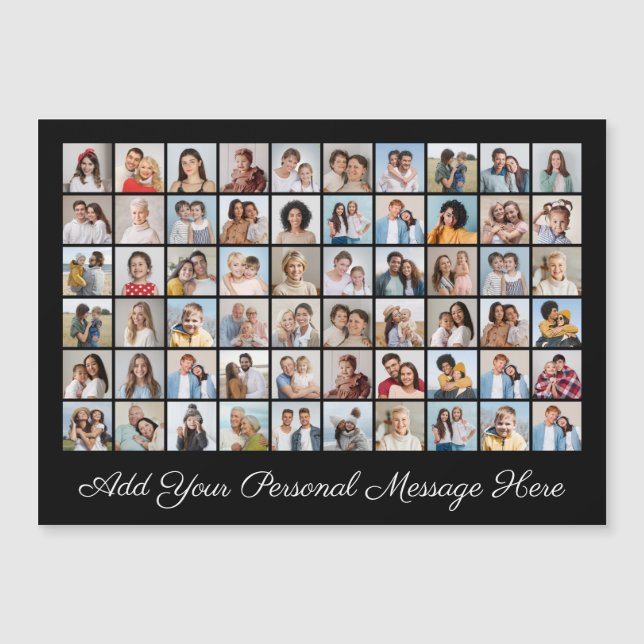 60 Photo Collage Add Your Greeting Magnetic Card (Front)