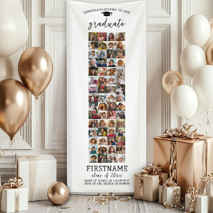 60 Photo Collage Graduation Modern Minimal White Banner
