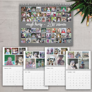 60 Photo - Custom Modern Family Template Grey 2023 Calendar