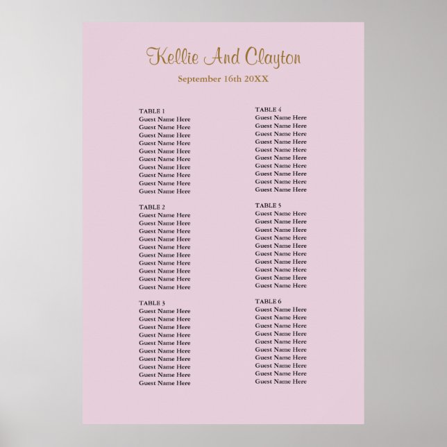 60 Purple Simple Wedding Seating Chart (Front)