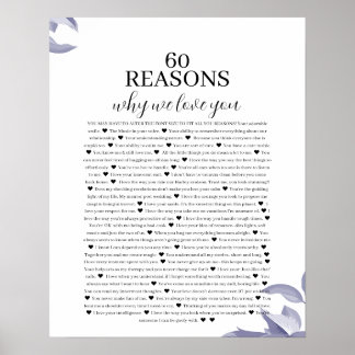 60 Reasons we love you gift Poster
