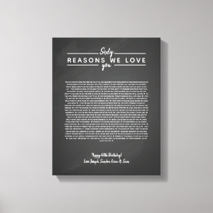 60 reasons why we love you birthday gift for him canvas print
