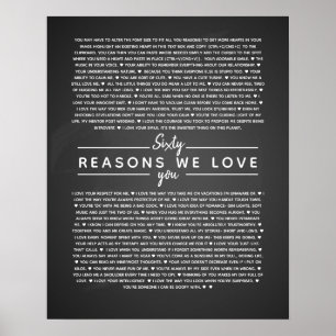 60 reasons why we love you birthday gift for him poster