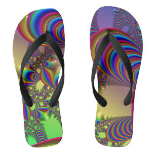 60’s Psychedelic Fractal Flip Flops
