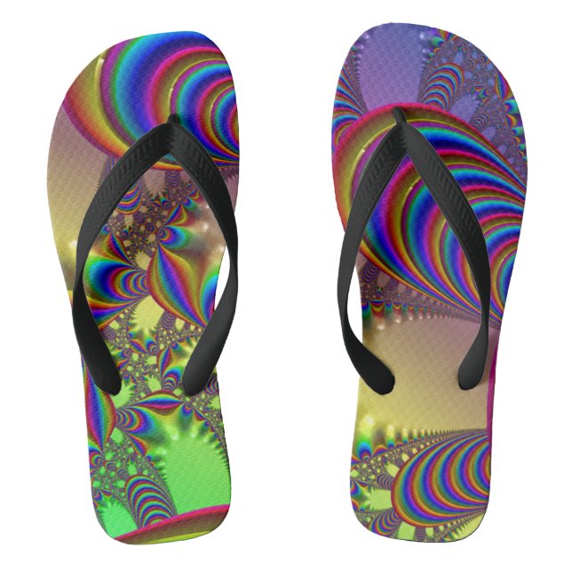 60’s Psychedelic Fractal Flip Flops (Footbed)