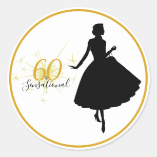 60 & SENSATIONAL 60e Anniversaire Sticker cadeau