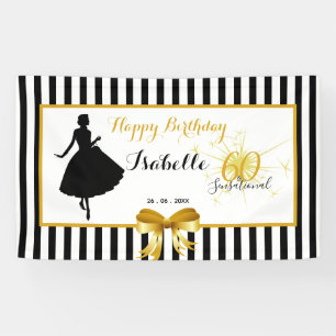 60 & SENSATIONAL Birthday Black/White Horizontal Banner