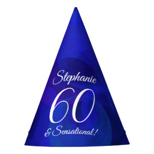 60 & Sensational Elegant Royal Blue Birthday Party Hat