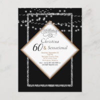 60 & Sensational LIghts Birthday Party Invitation