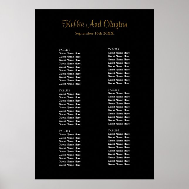 60 Simple Black Wedding Seating Chart (Front)