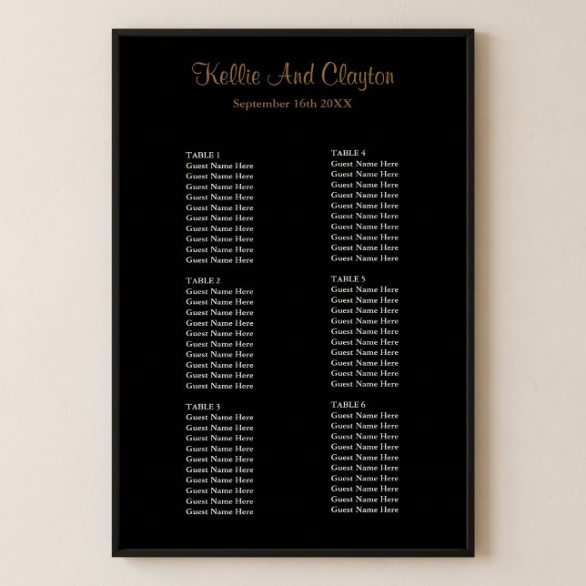 60 Simple Black Wedding Seating Chart (Creator Uploaded)