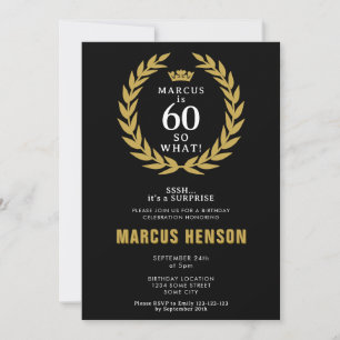 60 so What Funny Laurel Wreath 60th Birthday Invitation