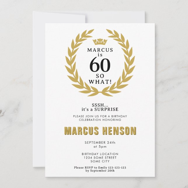 60 so What Funny Laurel Wreath 70th Birthday Invitation (Front)