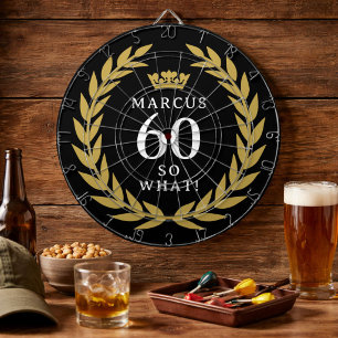 60 So what Funny Laurel Wreath Crown 60th Birthday Dartboard