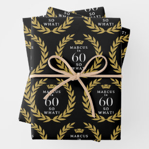 60 So what Funny Laurel Wreath Crown 60th Birthday Wrapping Paper Sheet