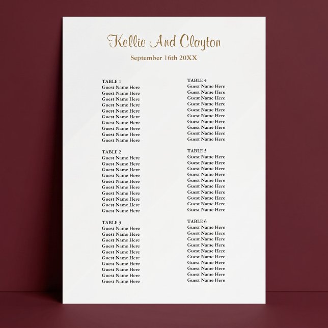 60 Tableau de Disposition de Mariage Simple (Créateur téléchargé)