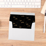 60 th birthday black gold hello 60 typography envelope<br><div class="desc">Outside: no background colour. Back: template for a name and address. Inside: Black background and faux gold text written with a trendy hand-lettered style script: hello sixty. With golden dots as decor. A simple and trendy envelope for your 60th birthday party invitations, save the dates or thank you cards, ...</div>