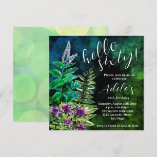 60 th birthday wild herbs watercolor  invitation